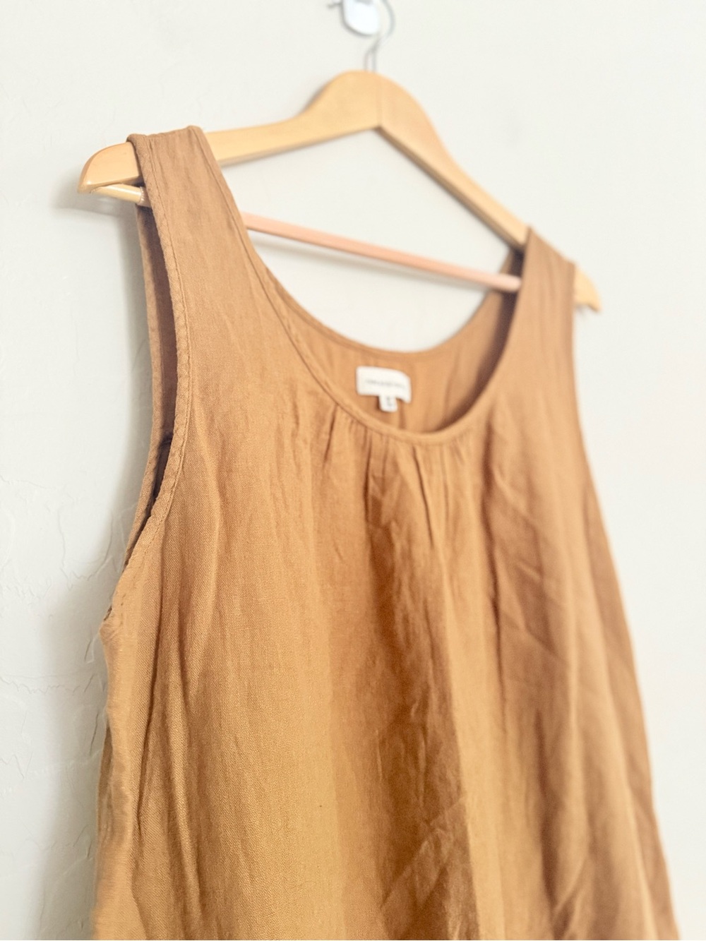 Thread & Supply Ochre Brown Linen Blend Scoop Neck Tank Top Size 2X Plus Size - Picture 2 of 7